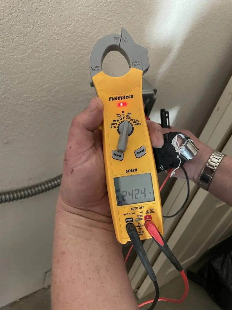 Voltage testing with clamp meter during Generator Installation in East Rockingham